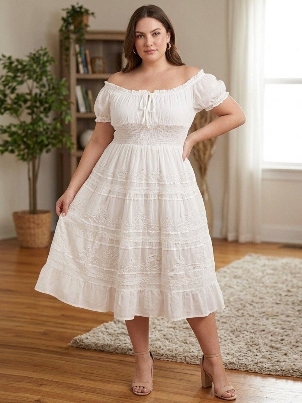 Women's Mexican Dresses Boho Peasant above knee